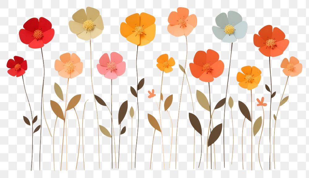 PNG Colorful 7-8 flowers meadow petal plant paper. AI generated Image by rawpixel.