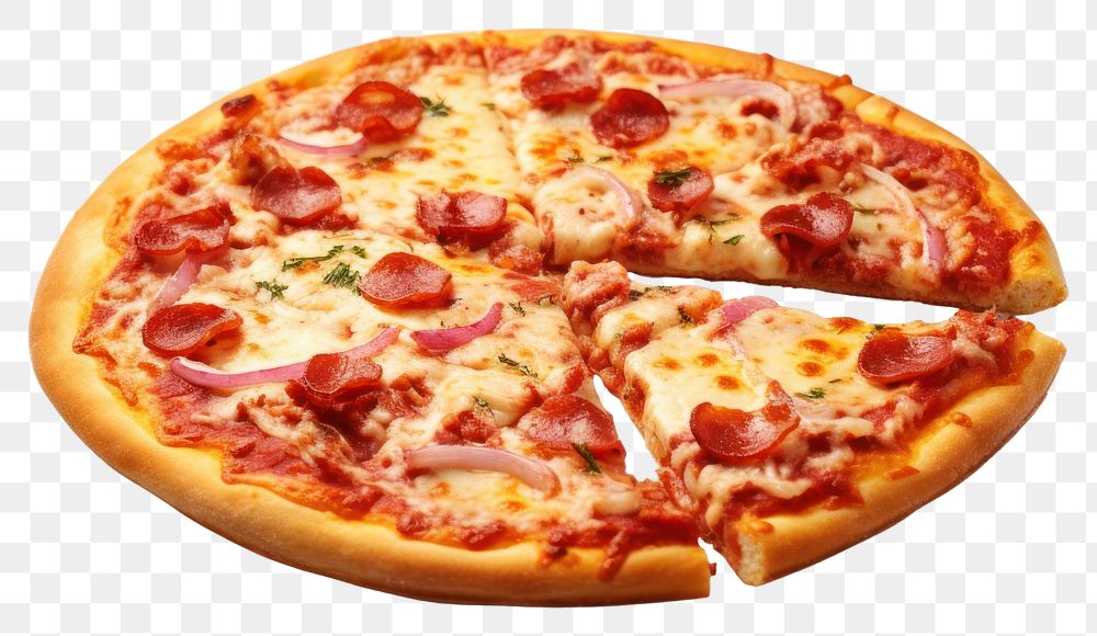 PNG Homemade pizza food white background pepperoni. AI generated Image by rawpixel.