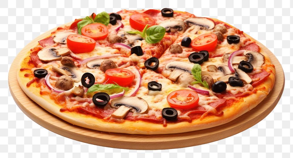 PNG Pizza food white background mozzarella