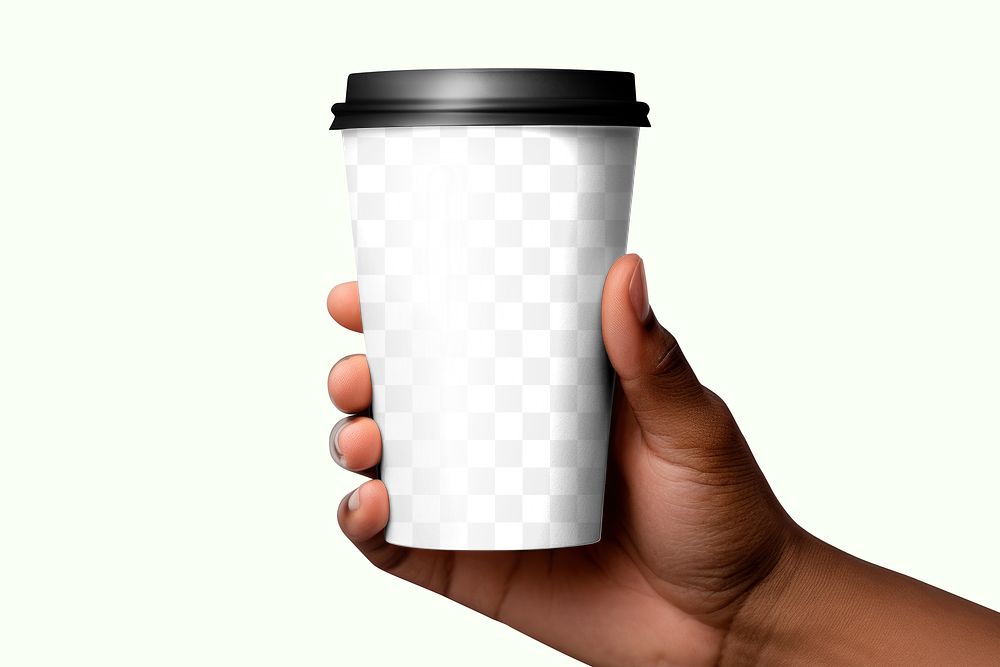 Paper coffee cup png mockup, transparent product packaging