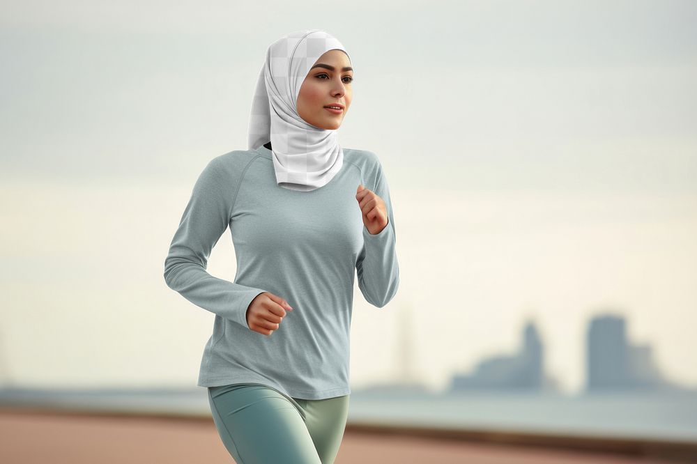 Sport hijab, png transparent mockup