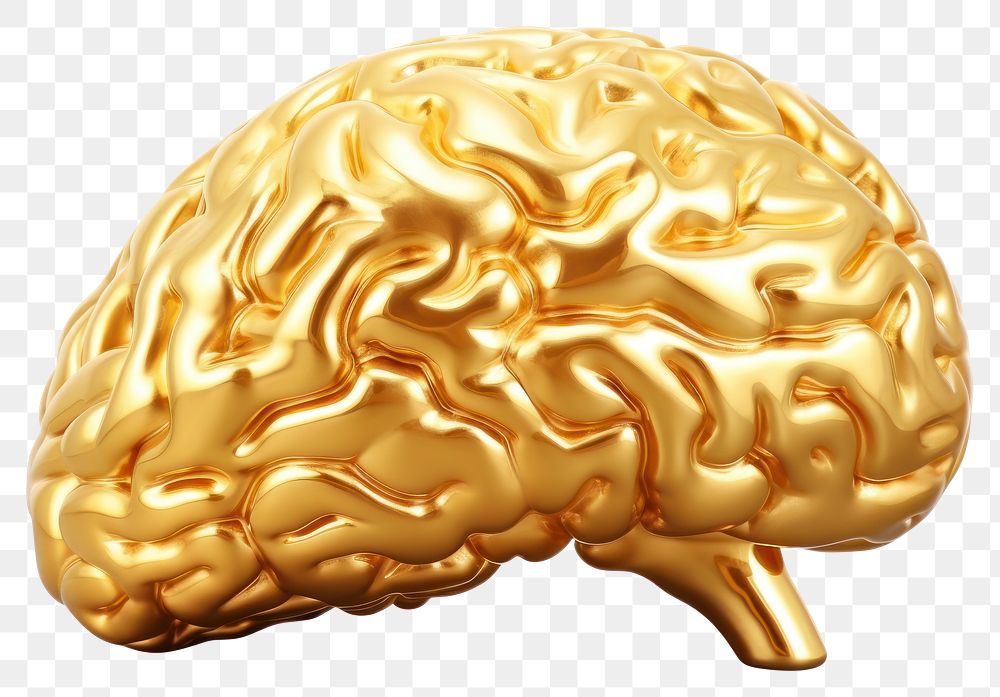 PNG Brain gold white background investment. AI generated Image by rawpixel.