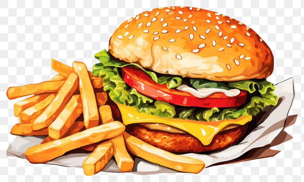PNG Burger ketchup fries food. AI generated Image by rawpixel.
