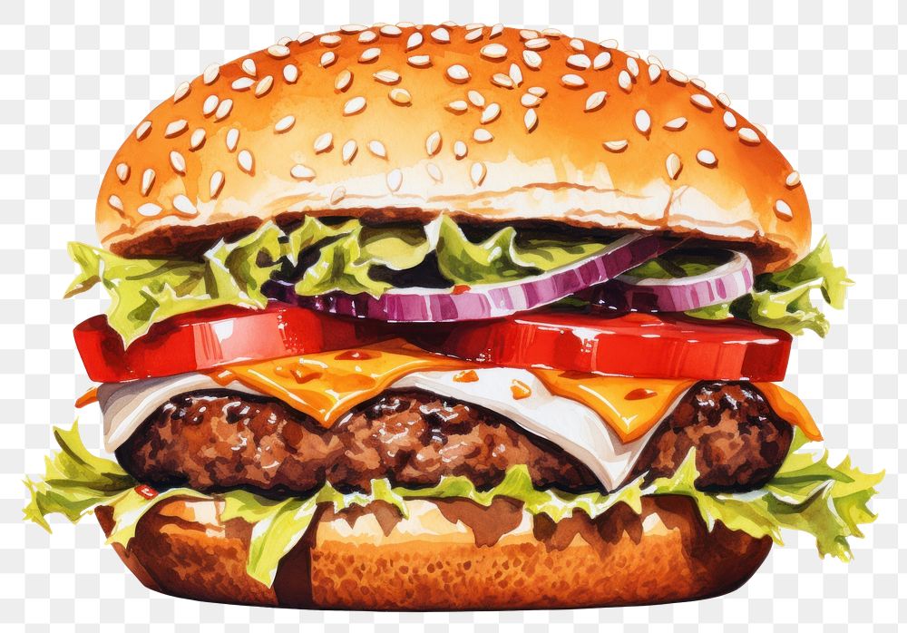 PNG Burger food white background hamburger. 