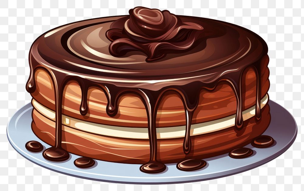 PNG  Cake chocolate dessert cartoon. AI generated Image by rawpixel.
