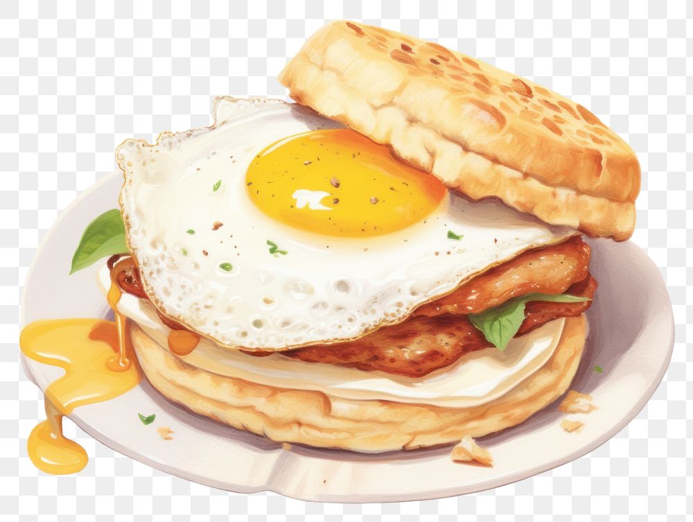 PNG Plate egg breakfast sandwich. AI generated Image by rawpixel.