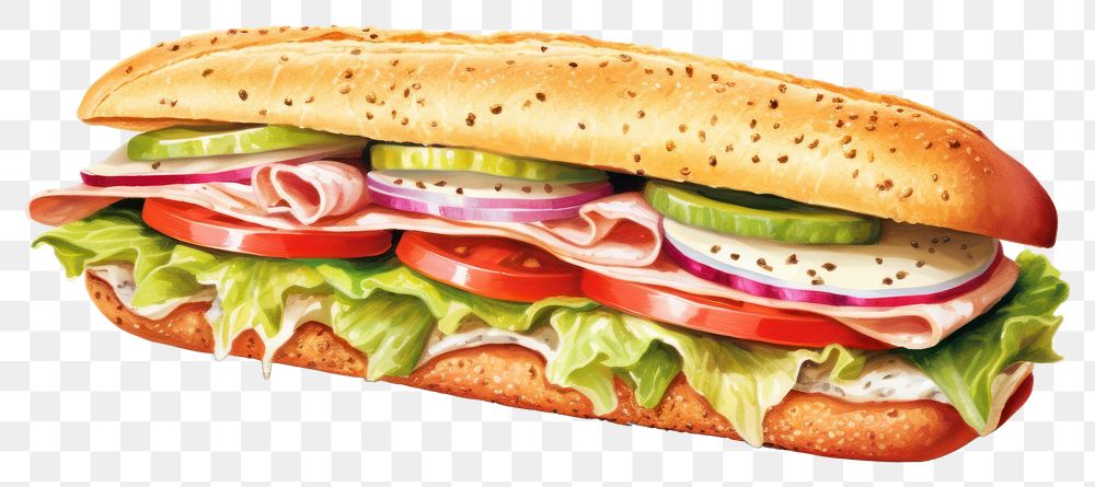 PNG Foot long Turkey Club Submarine Sandwich sandwich bread food. AI generated Image by rawpixel.