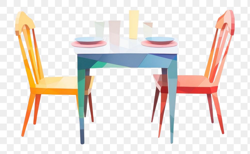 PNG Small dining table furniture painting chair. AI generated Image by rawpixel.