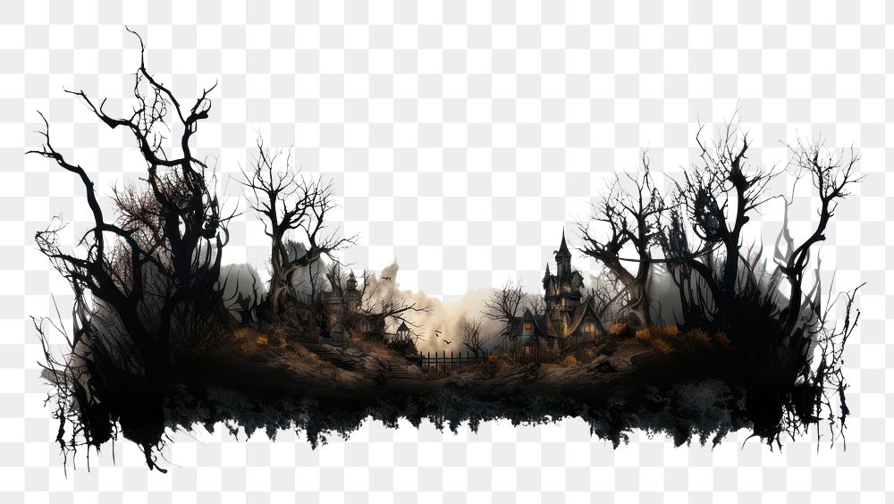 PNG Spooky drawing silhouette outdoors. AI generated Image by rawpixel.