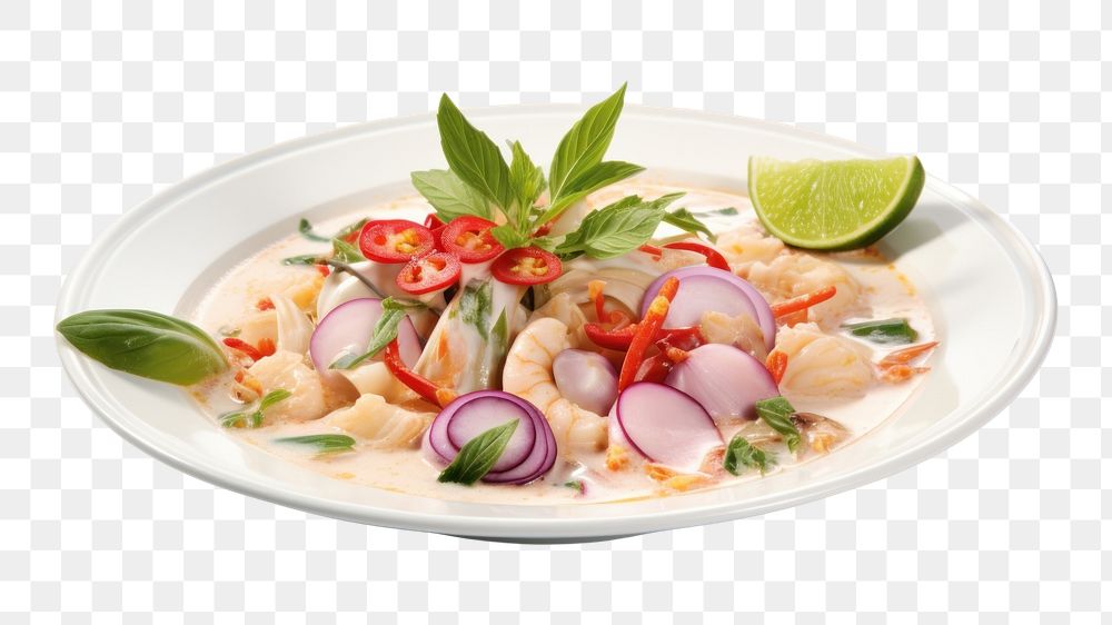 PNG Thai food plate meal dish. AI generated Image by rawpixel.desktop wallpaper