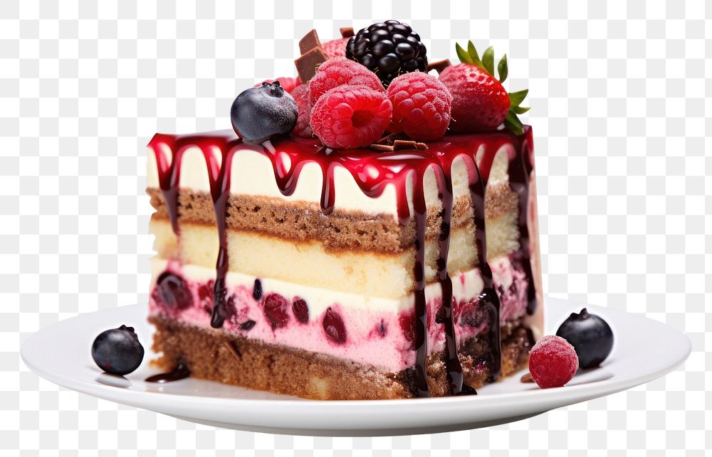 PNG Cake raspberry blueberry dessert. AI generated Image by rawpixel.