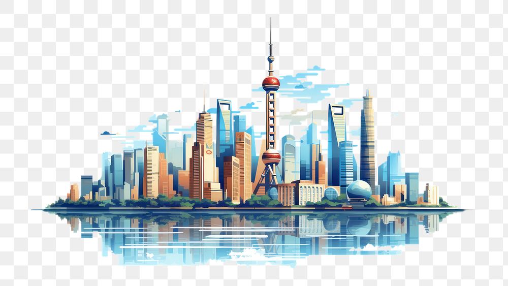 PNG China city vector architecture metropolis cityscape. AI generated Image by rawpixel.