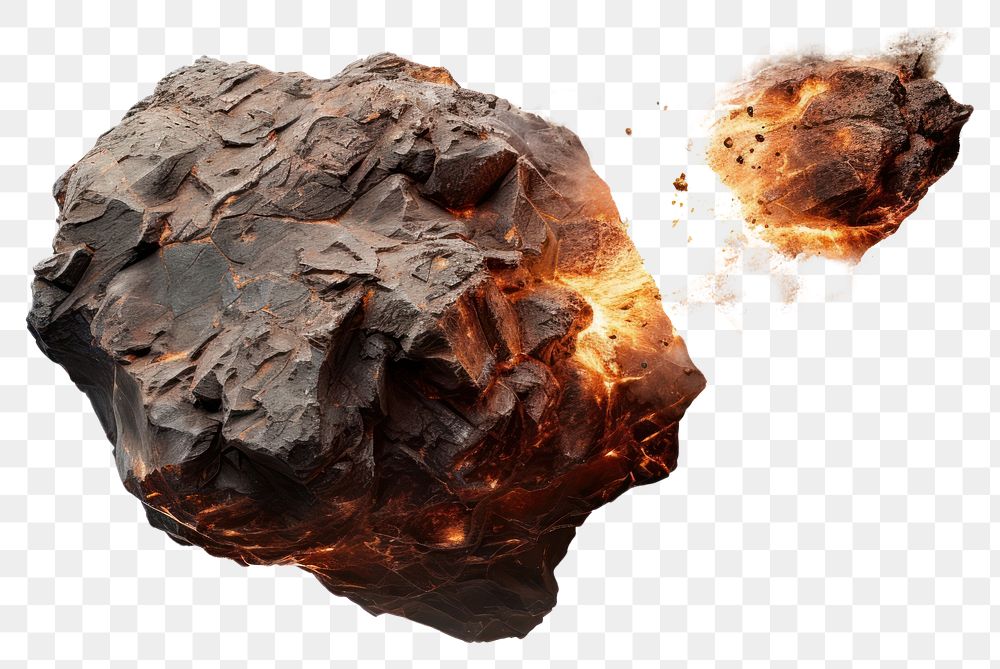 PNG Meteor rock fire white background