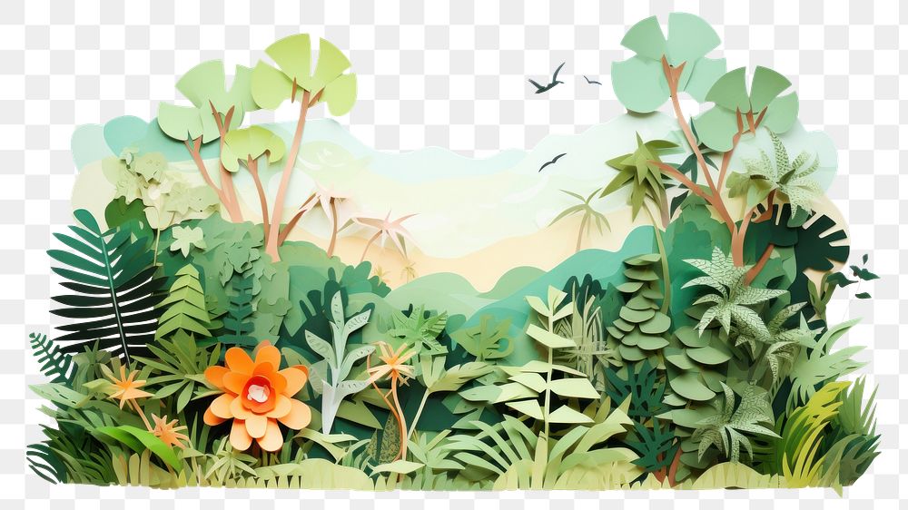 PNG Landscape jungle vegetation outdoors painting. AI generated Image by rawpixel.