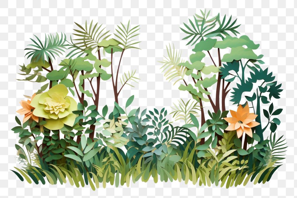 PNG Landscape jungle vegetation painting pattern. AI generated Image by rawpixel.