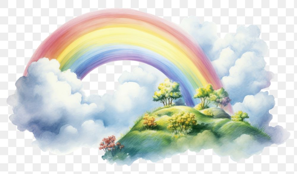 PNG Rainbow rainbow painting outdoors. AI generated Image by rawpixel.