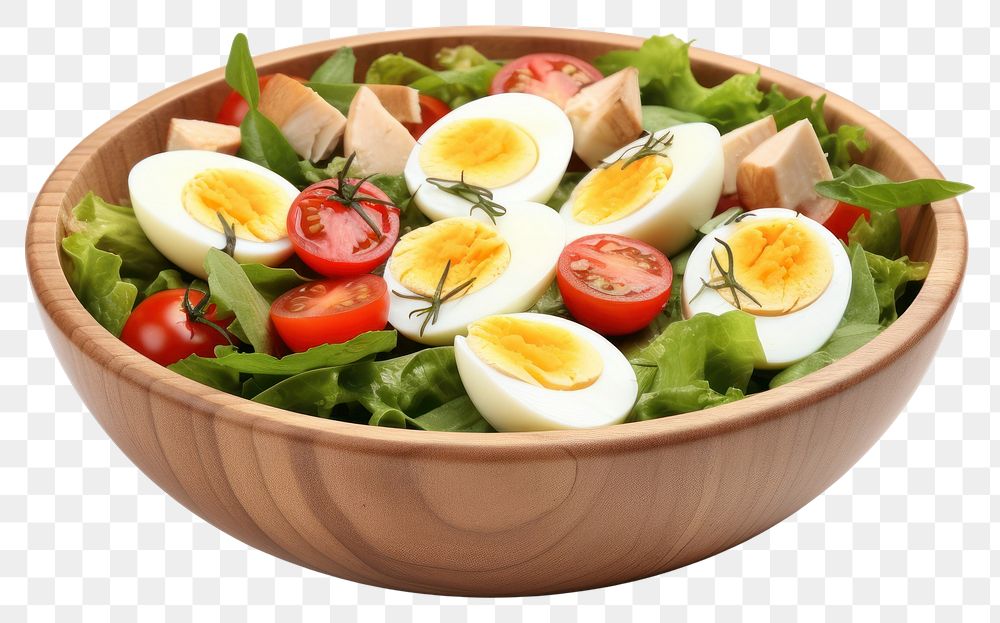 PNG  Salad bowl egg tomato. AI generated Image by rawpixel.