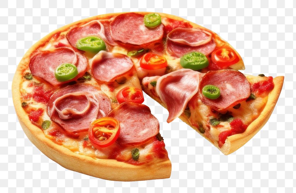 PNG  Pizza salami food ham. AI generated Image by rawpixel.