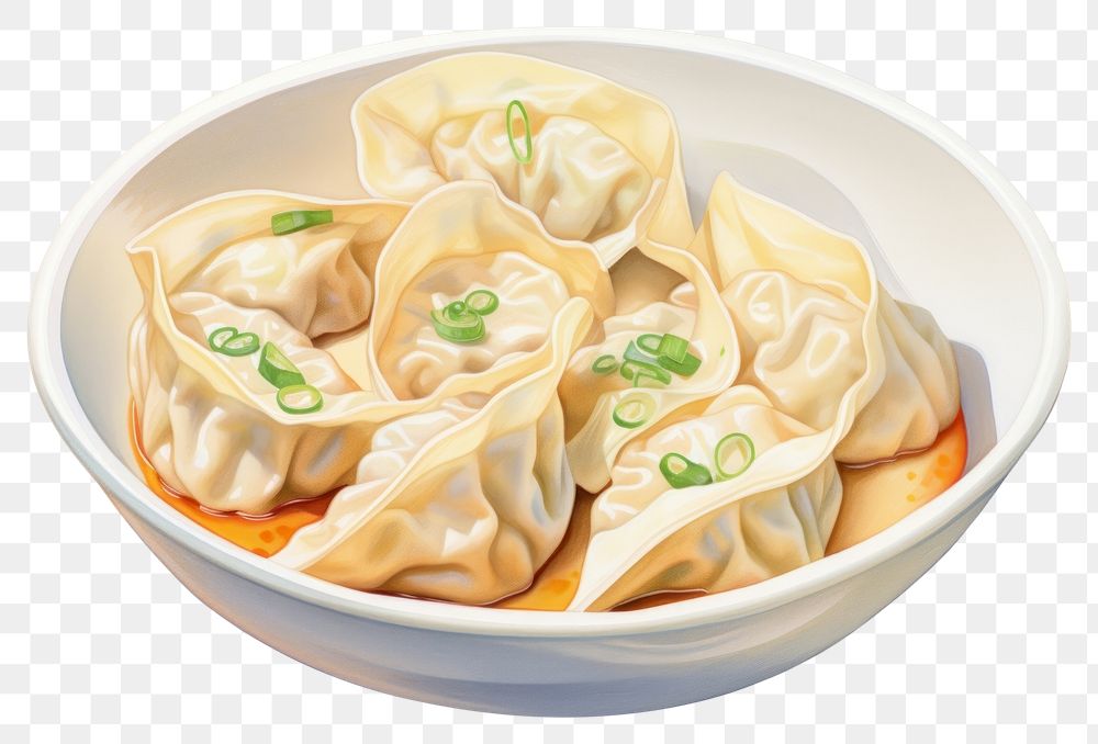 PNG Wonton soup dumpling food meal. AI generated Image by rawpixel.