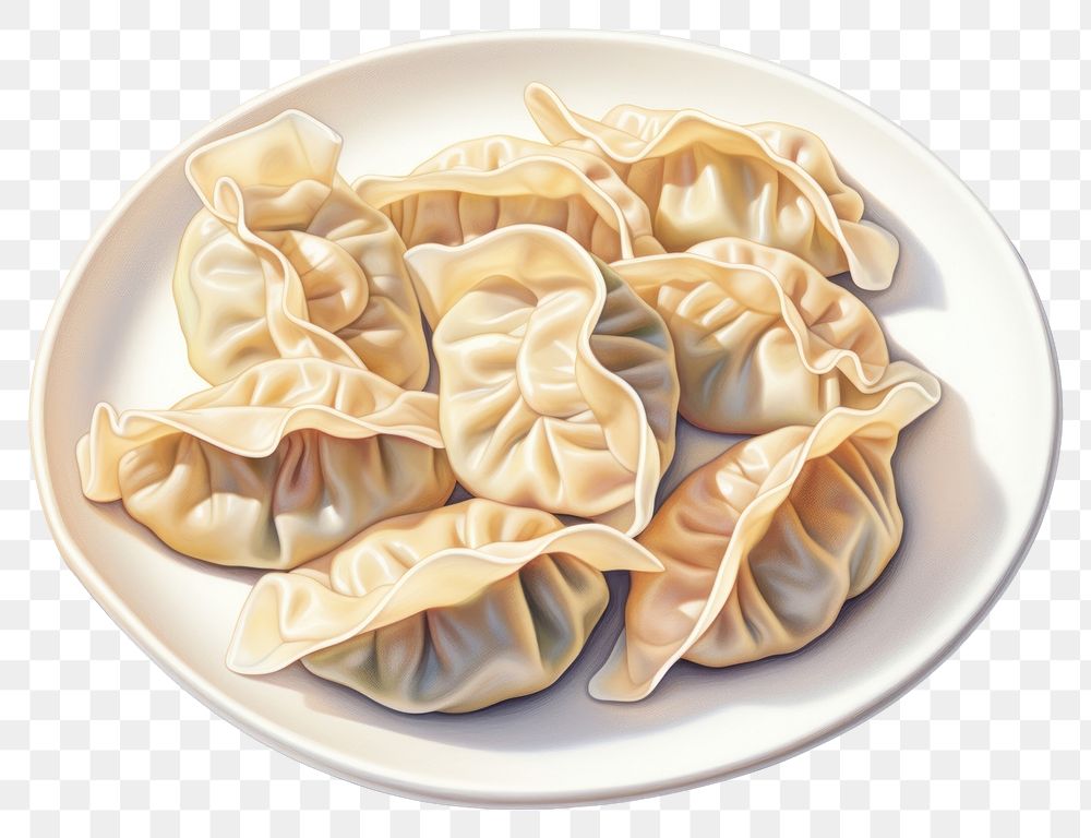 PNG Wonton dumpling pasta plate. AI generated Image by rawpixel.