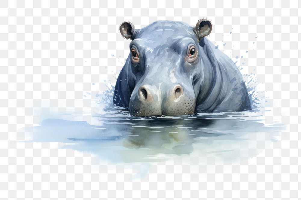 PNG Hippo wildlife swimming animal. AI generated Image by rawpixel.