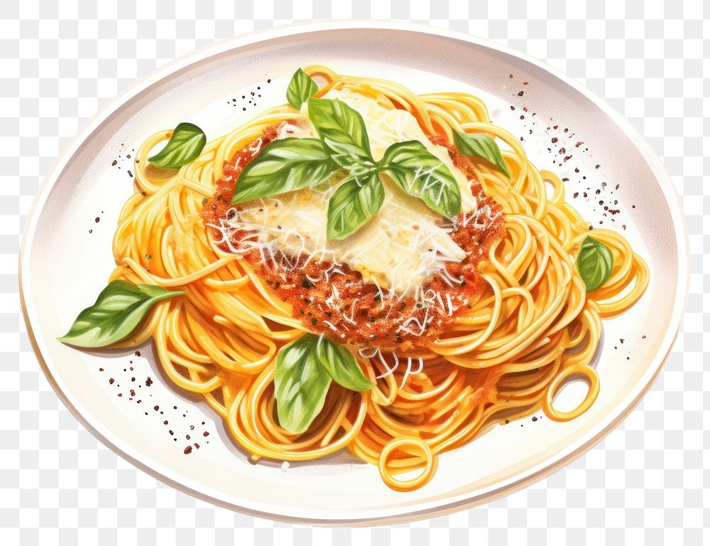 PNG Spaghetti plate pasta food. 