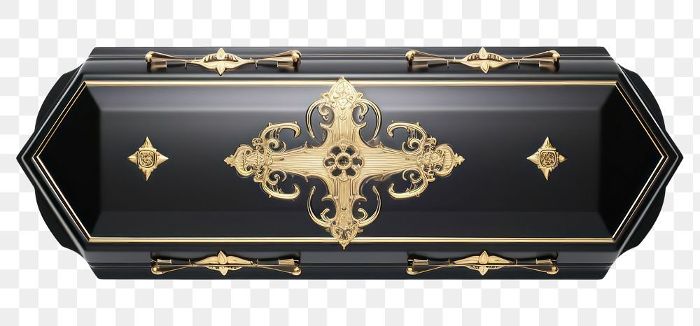 PNG  Black coffin cross gold white background. AI generated Image by rawpixel.