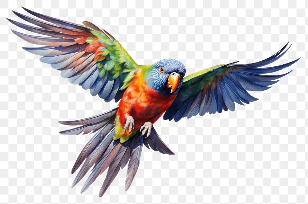 PNG Cute chunky rainbow lorikeet flying bird parrot animal. 