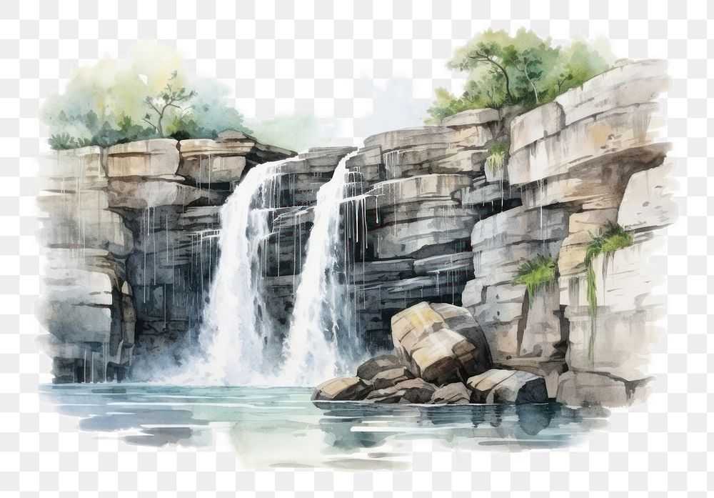 PNG Waterfall rock outdoors nature. 