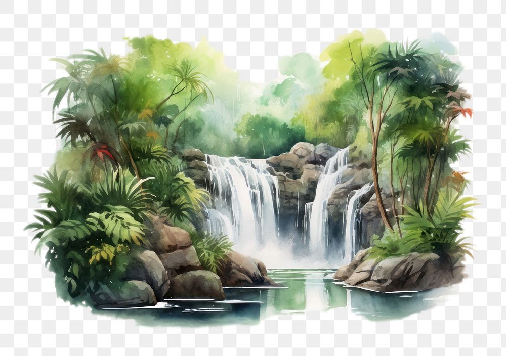 PNG Waterfall vegetation outdoors nature. AI generated Image by rawpixel.