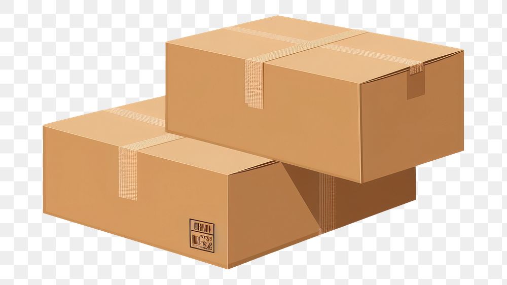 PNG Two parcel shipping box cardboard carton delivering. 