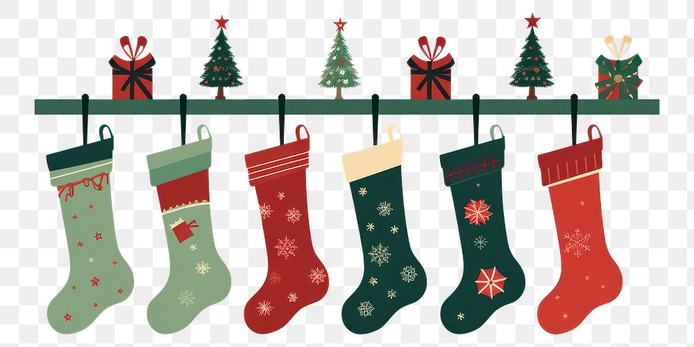 PNG Christmas socks hanging representation celebration. 