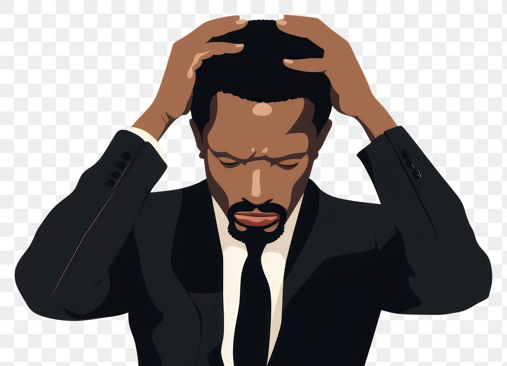 PNG Man having headache portrait adult disappointment. AI generated Image by rawpixel.