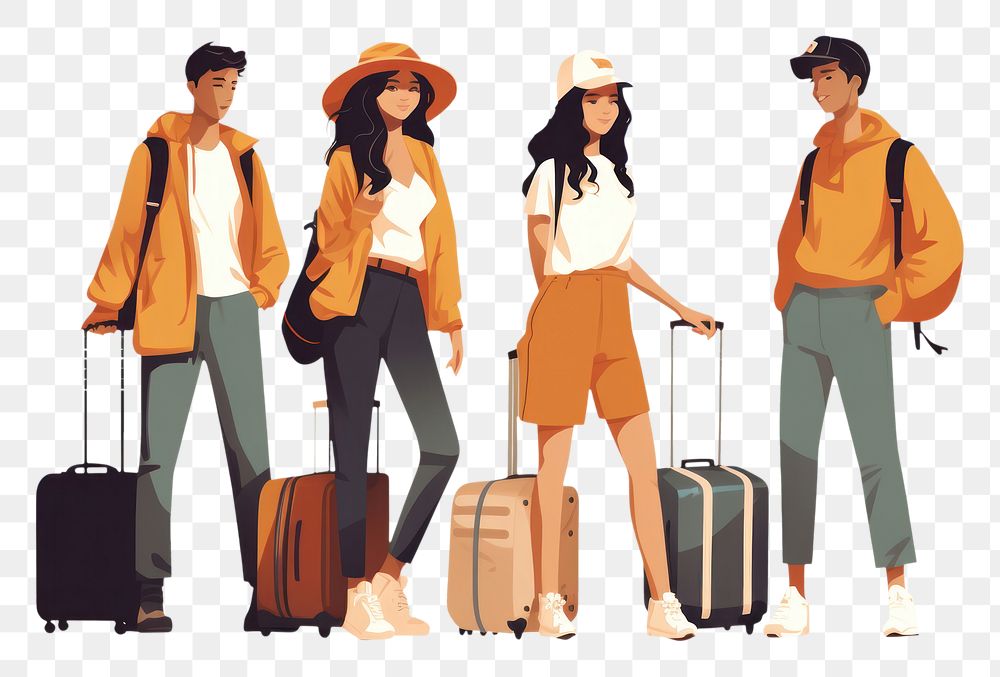 PNG Diverse teenage travelers suitcase luggage adult. AI generated Image by rawpixel.