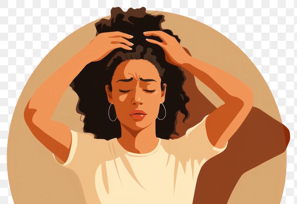 PNG Woman having headache portrait hopelessness frustration. AI generated Image by rawpixel.