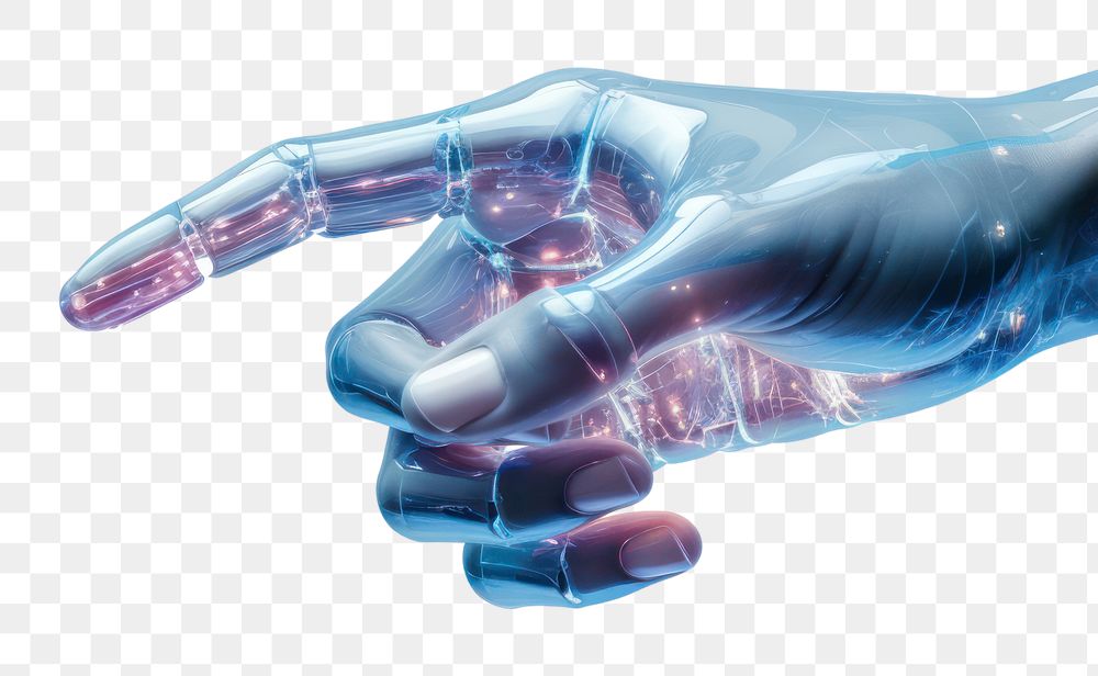 PNG Robot finger touching glass hand white background purple