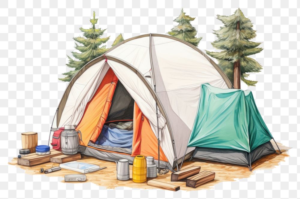 PNG Camping outdoors drawing tent. AI generated Image by rawpixel.