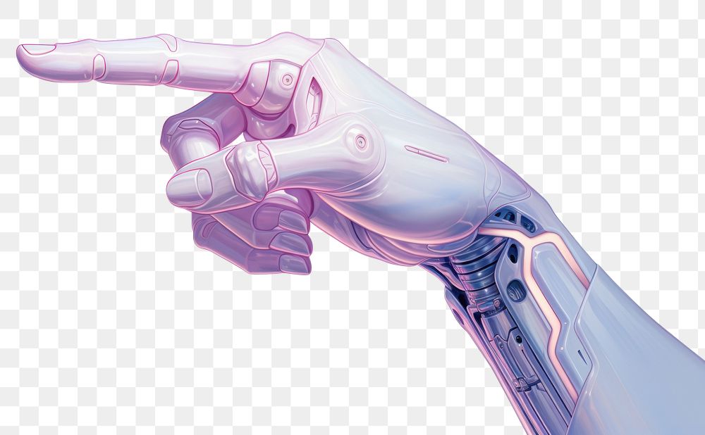 PNG Pointing robot hand white background appliance science