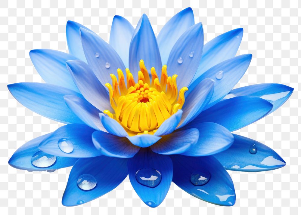 PNG  Blue water lily petal flower yellow. AI generated Image by rawpixel.