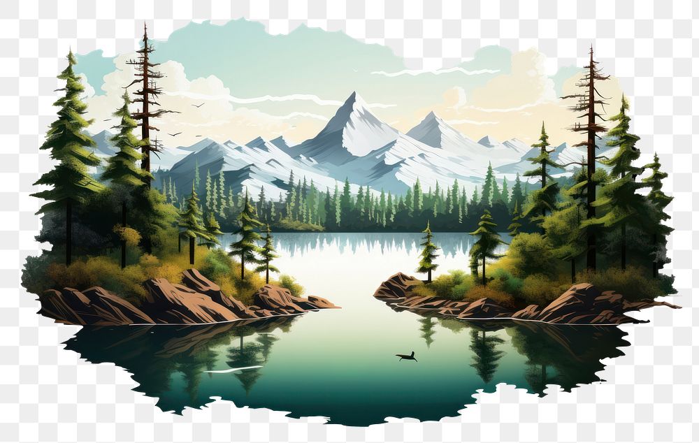 PNG Lake landscape forest lake. AI generated Image by rawpixel.