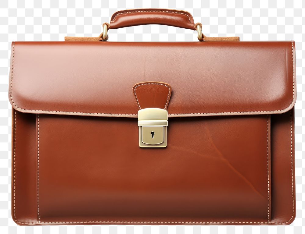PNG Brown leather briefcase handbag brown white background. AI generated Image by rawpixel.