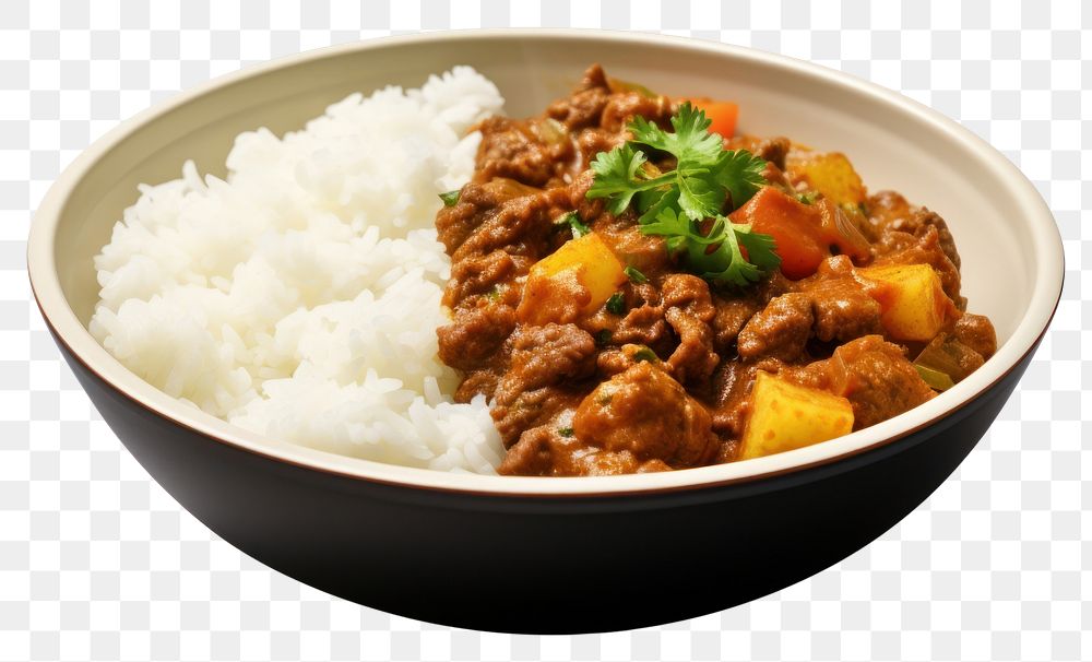 PNG Japanese curry rice food meat meal. 