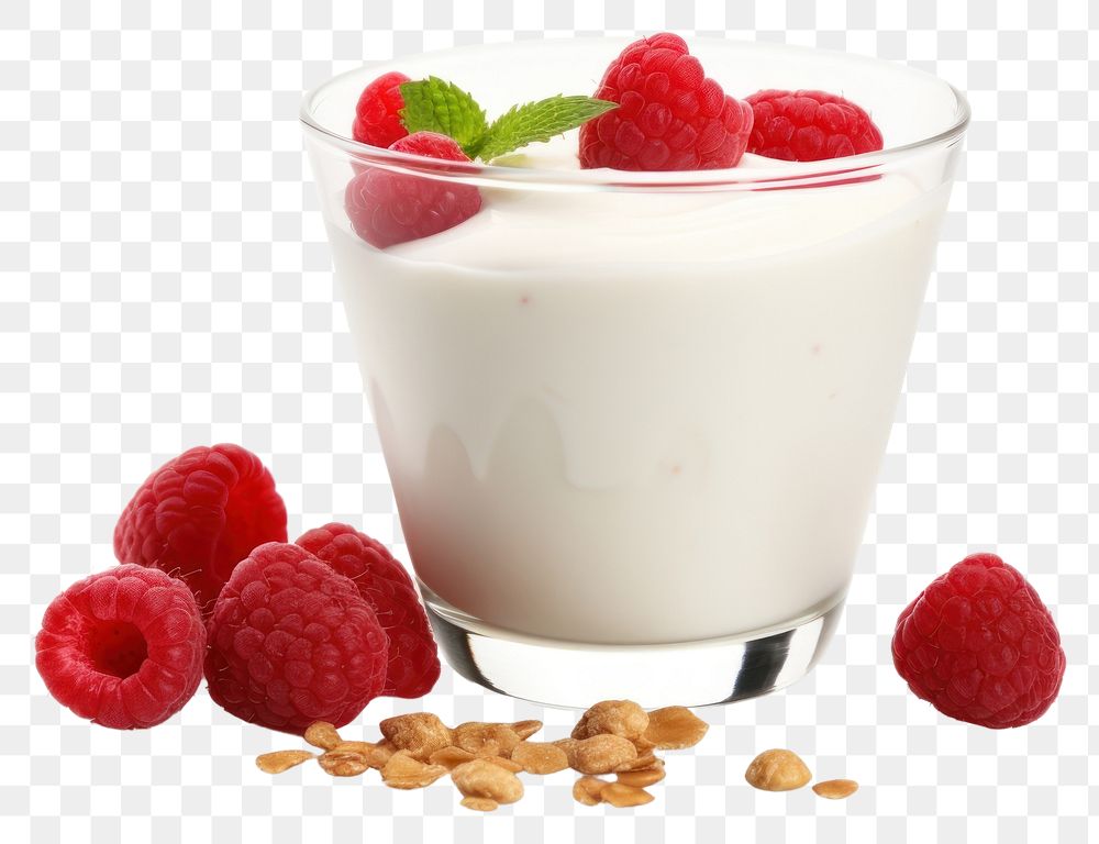PNG Milk raspberry dessert berries. AI generated Image by rawpixel.