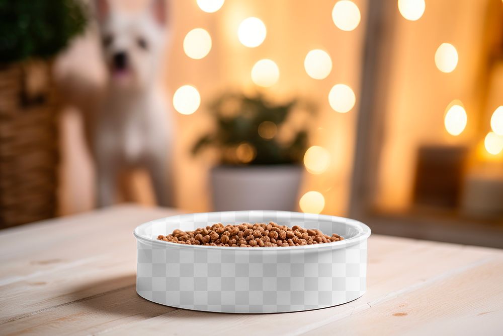 Pet food bowl png mockup, transparent design
