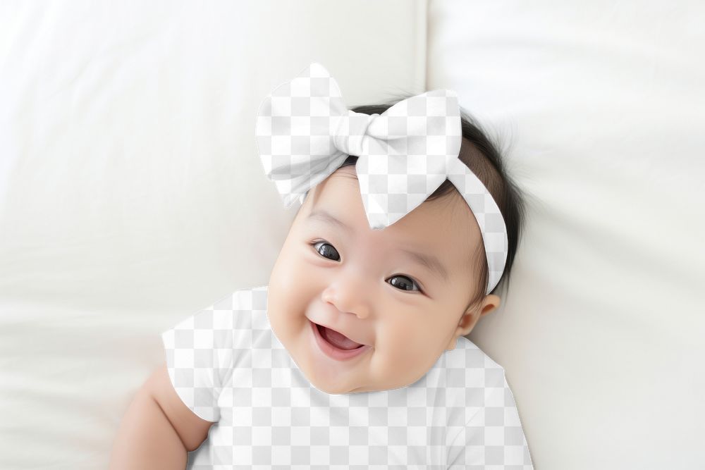 Bow headband png mockup, baby accessory, transparent design