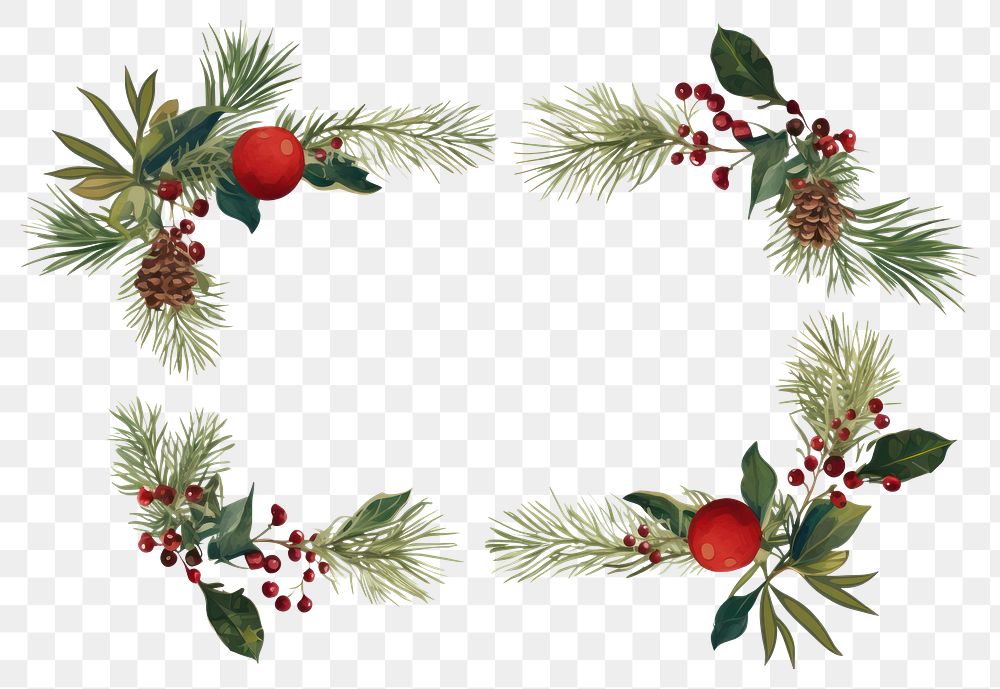 PNG Christmas invitation border christmas wreath plant