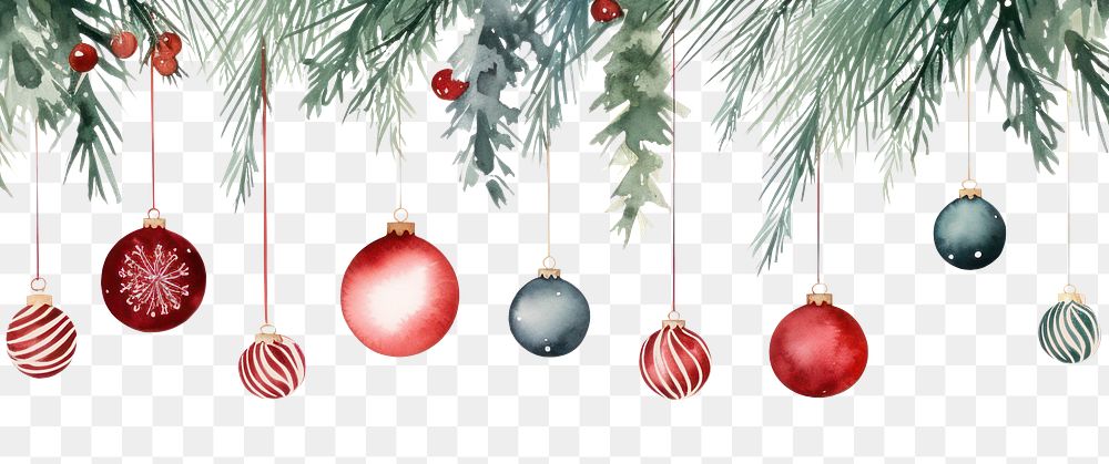 PNG Christmas ornaments invitation border christmas plant tree