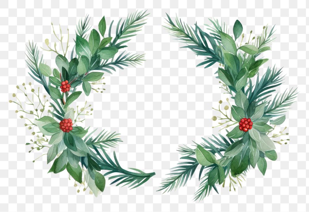 PNG Christmas wreath christmas pattern plant. AI generated Image by rawpixel.