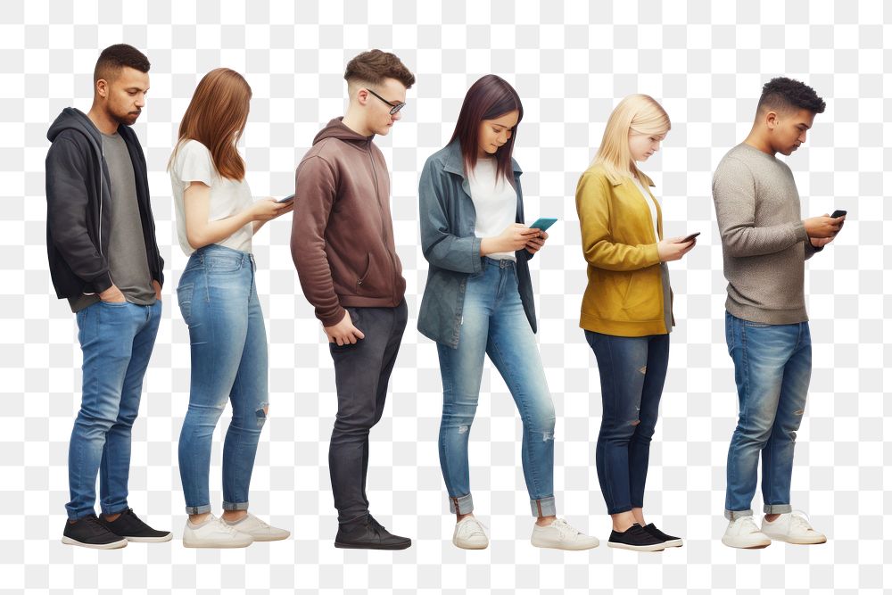 PNG People adult jeans phone. AI generated Image by rawpixel.