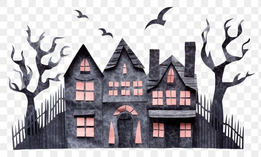 PNG Haunted house architecture building drawing. AI generated Image by rawpixel.